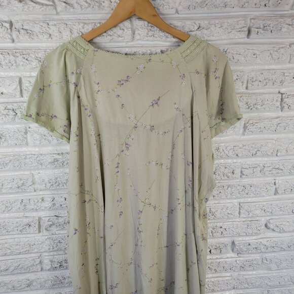 Simply Basic Nightgown 4X Plus Green Purple Floral Lace Cotton Blend FLO162XE - Picture 7 of 12